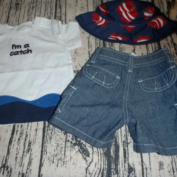 Gymboree Pelican Catch 3-6 Month Shorts Shirt Hat Outfit NWT - Picture 2 of 3